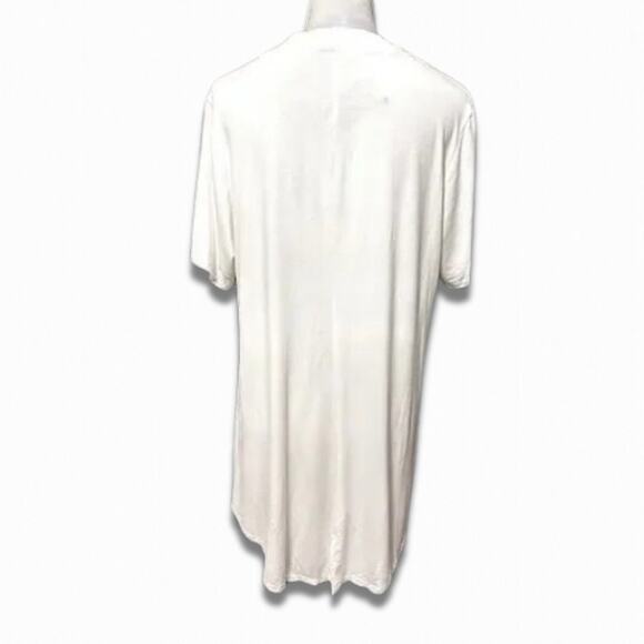 Avenue Short Sleeve Blouse Hi Low Split Back V-Neck Pleated Front White 16 NWT - Picture 5 of 10